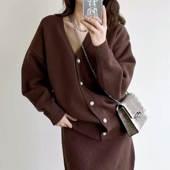 キャミニットワンピースカーディガンセットアップ