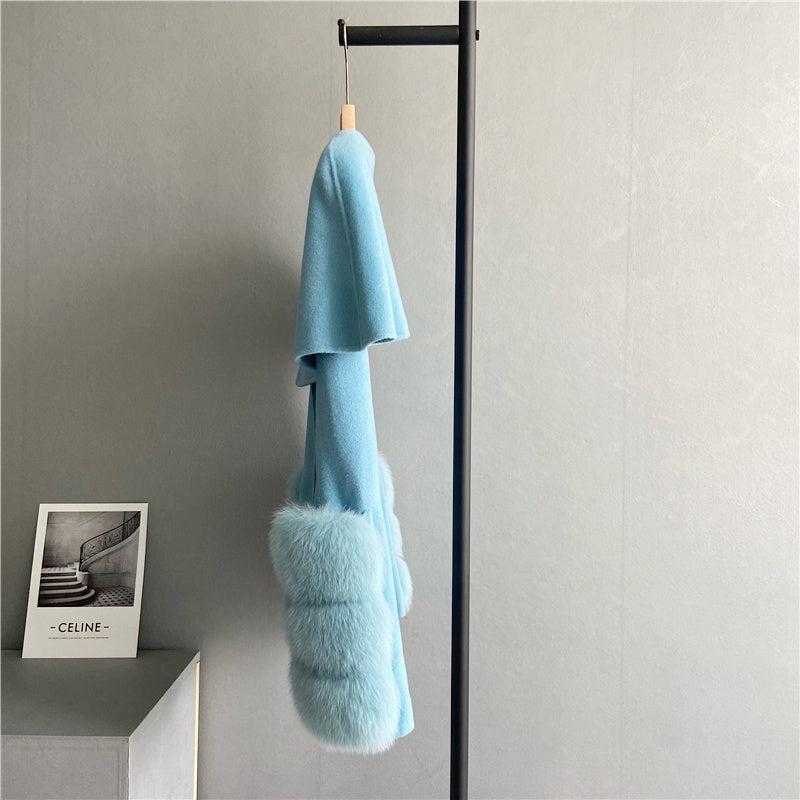 FOXファーウールケープコート