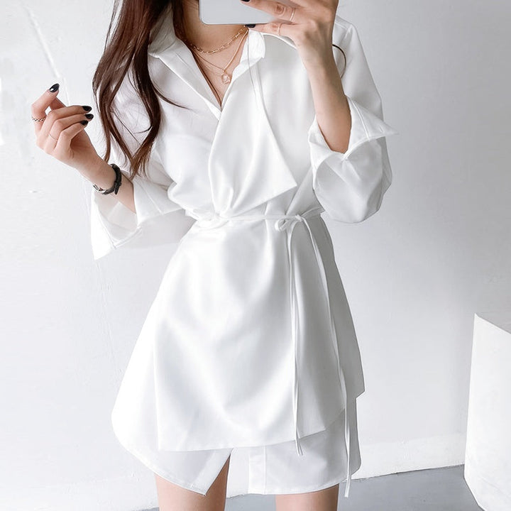 シックデザインシャツワンピース