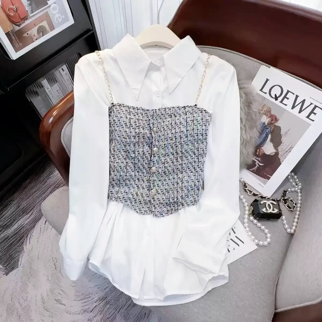 ツイードビスチェコンビシャツ