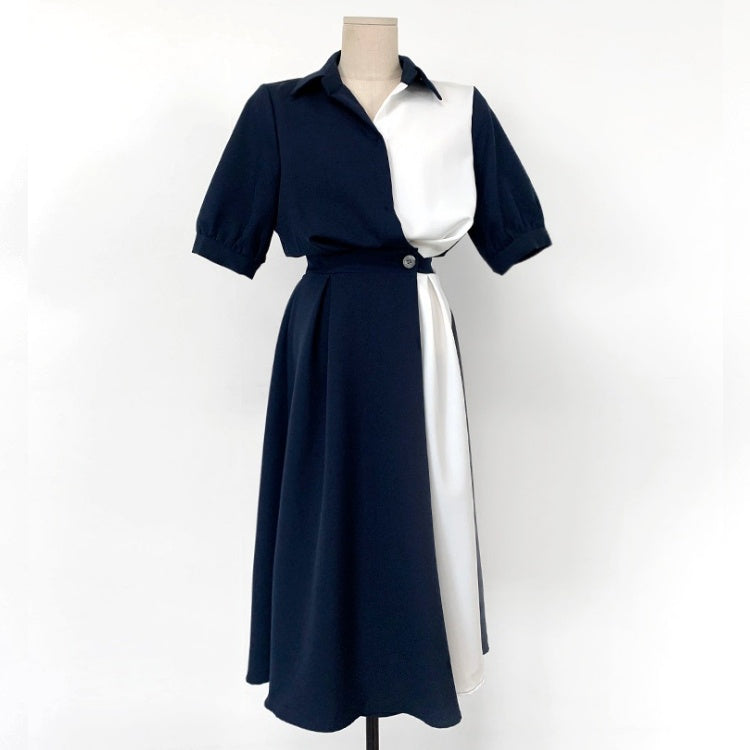 バイカラーシャツロングワンピース
