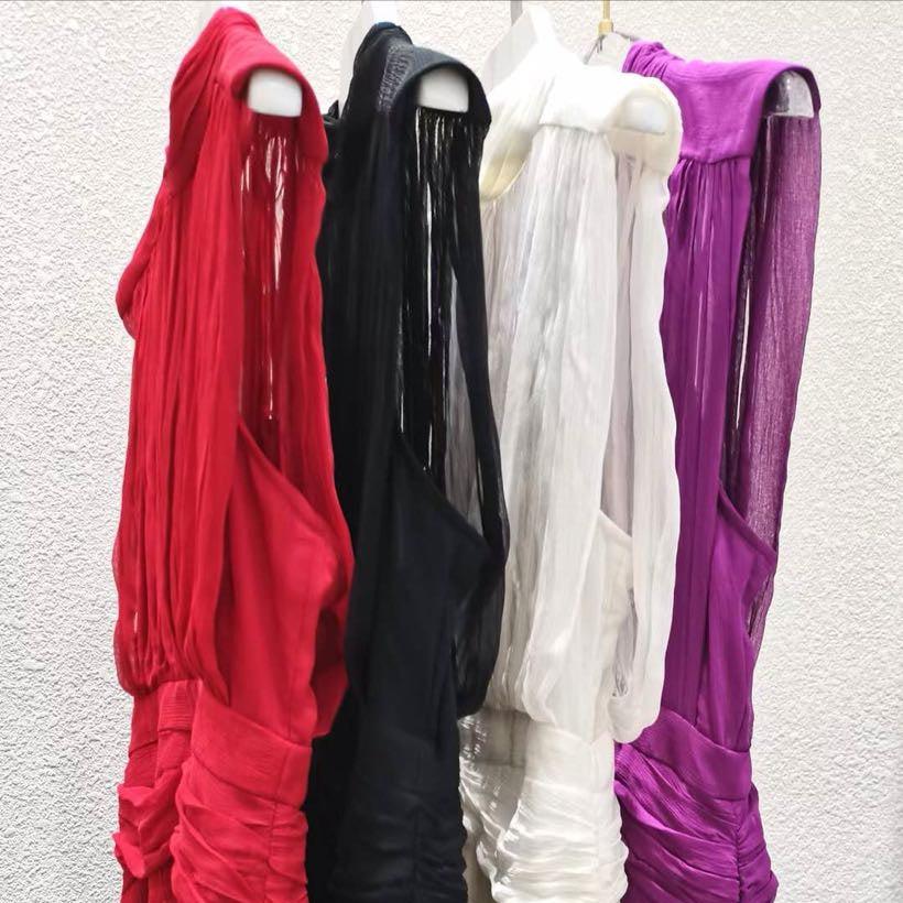 シャーリングシフォンドレス