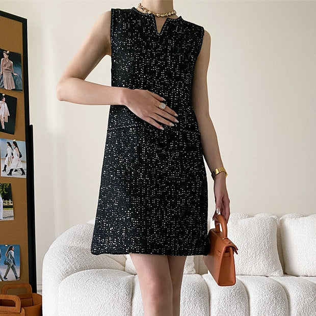 スパンコールノースリーブワンピース