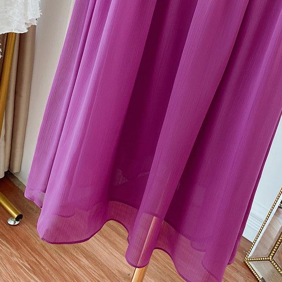 シャーリングシフォンドレス