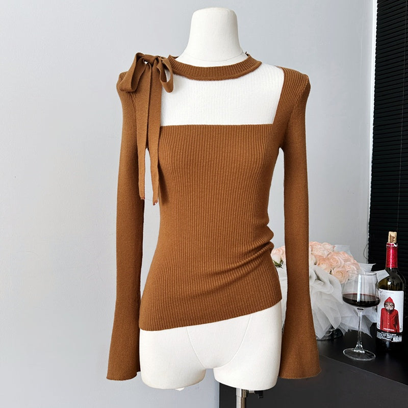 シースルーリボンタイトトップス