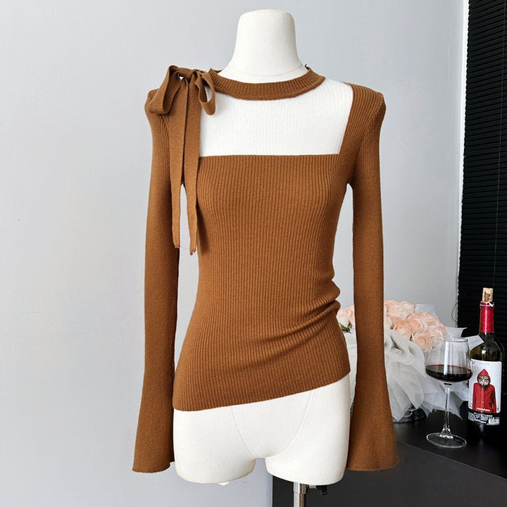 シースルーリボンタイトトップス