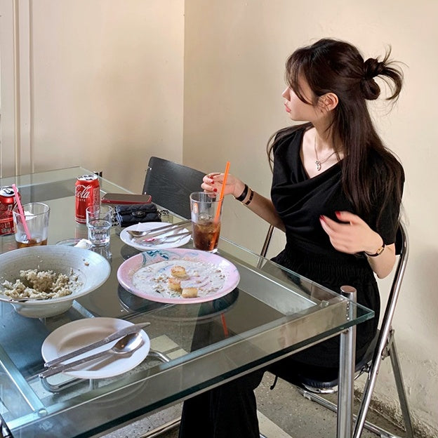 ルーズドレープTワイドパンツセットアップ