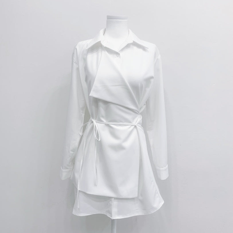 シックデザインシャツワンピース