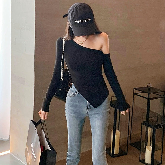 ワンショルダーアシンメトリートップス