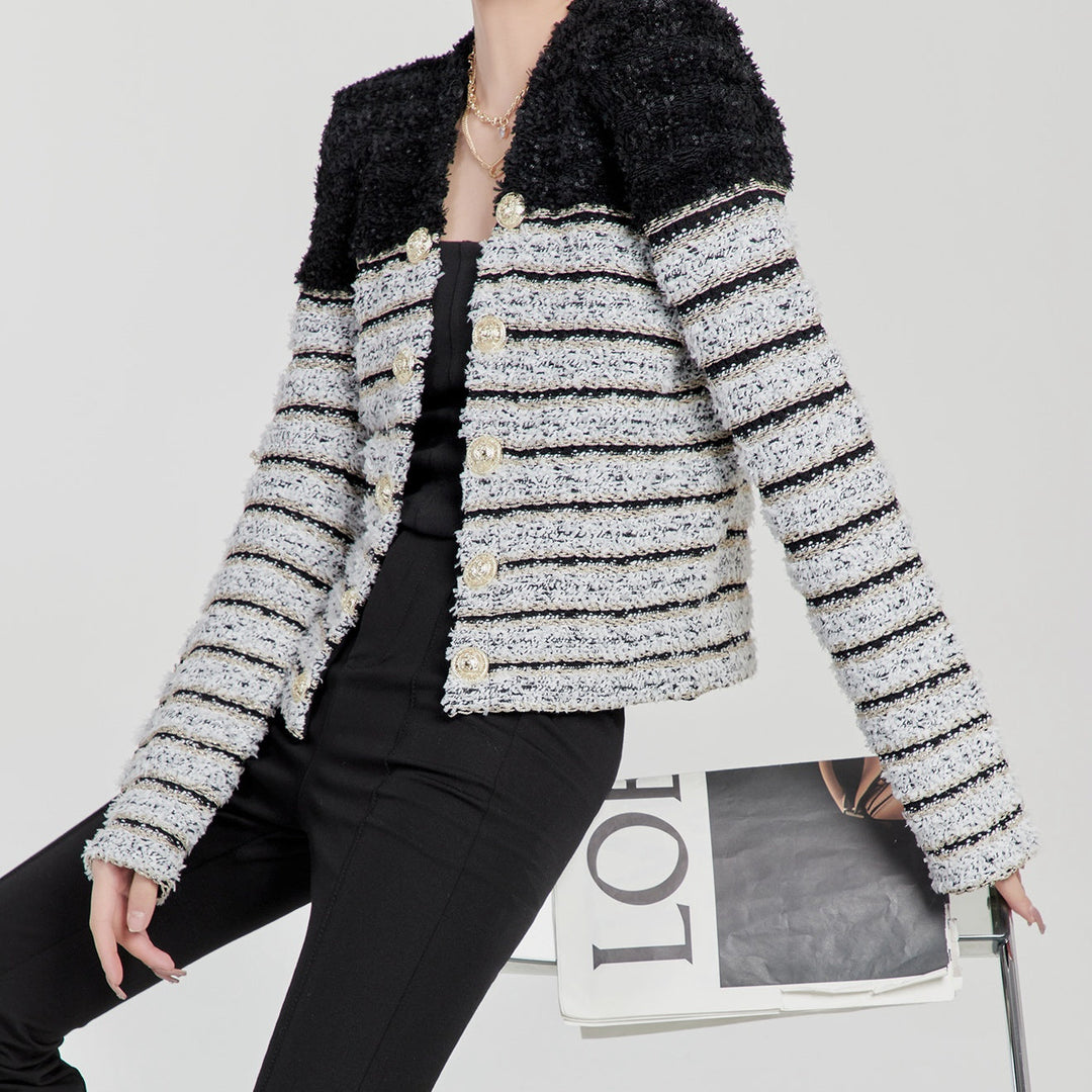 ゴールドバックルボーダーカーディガン