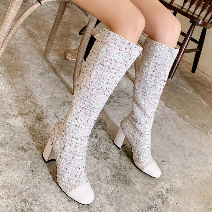 ツイードロングブーツ