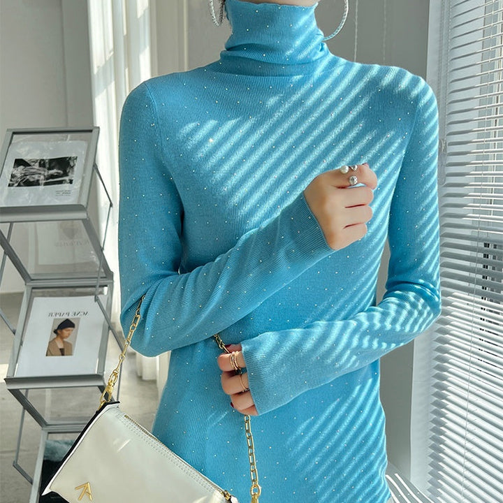 タートルネックストーンニット