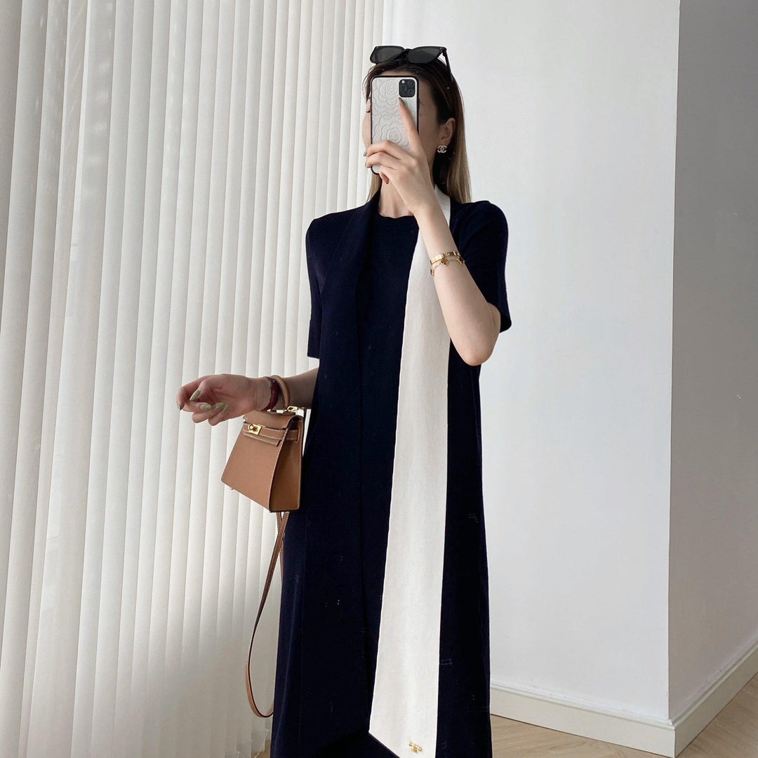 バイカラーリボンワンピース