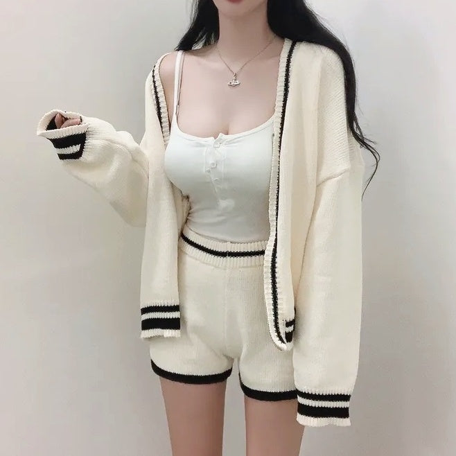 ラインニットショートパンツセットアップ