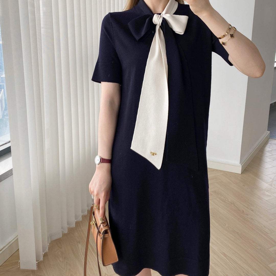 バイカラーリボンワンピース