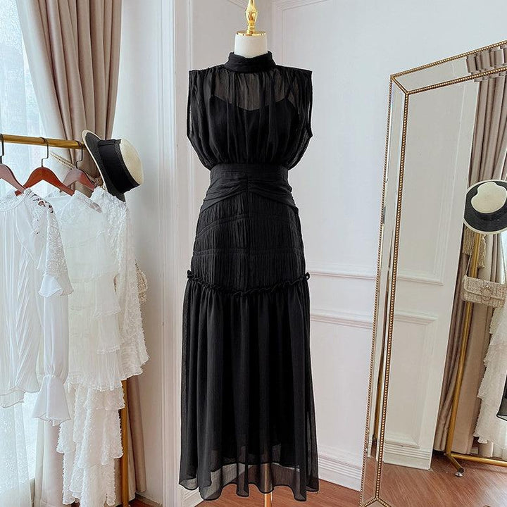 シャーリングシフォンドレス