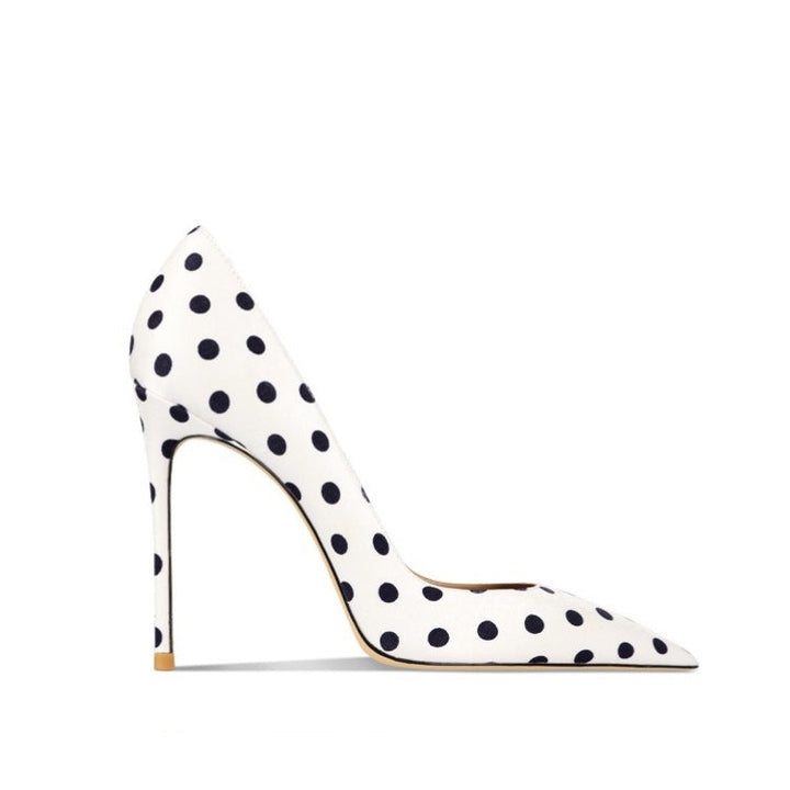 ドット柄ハイヒールパンプス