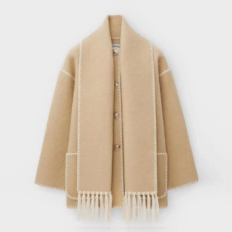 ストールカラーウールショートコート