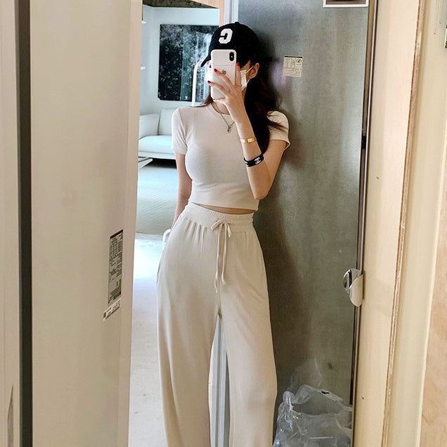 カジュアルTワイドパンツセットアップ