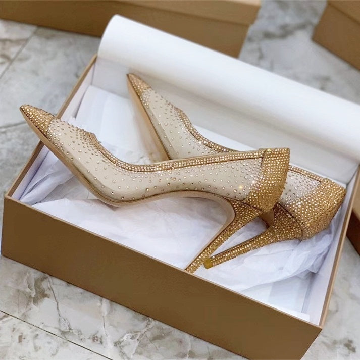 クリスタルビジューシースルーパンプス