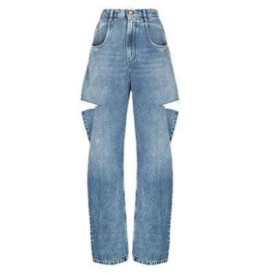 サイドカットルーズデニムパンツ