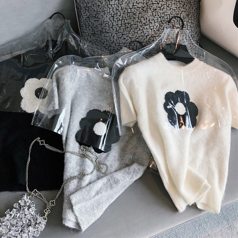 ハーフスリーブデイジーニット