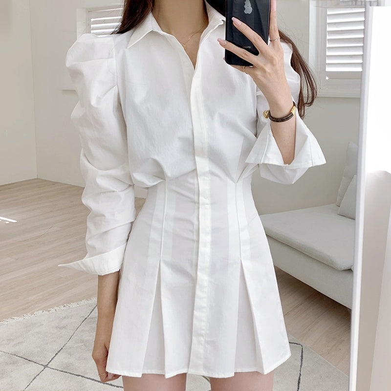 ウエストスリムプリーツミニワンピース