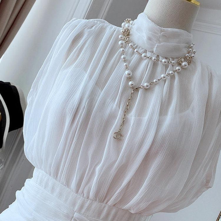 シャーリングシフォンドレス