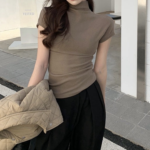 ハイネックタイトフィットトップス