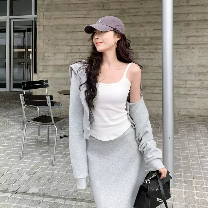 スウェットフーディースカートセットアップ