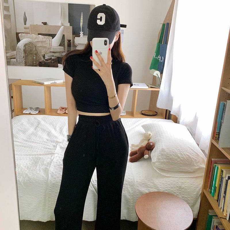 カジュアルTワイドパンツセットアップ