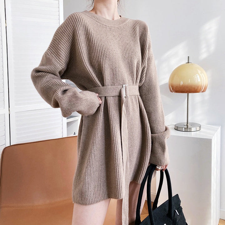 ウエストベルトニットワンピース