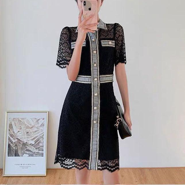 フレンチ襟レースワンピース