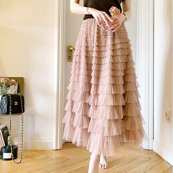 ティアードチュールロングスカート
