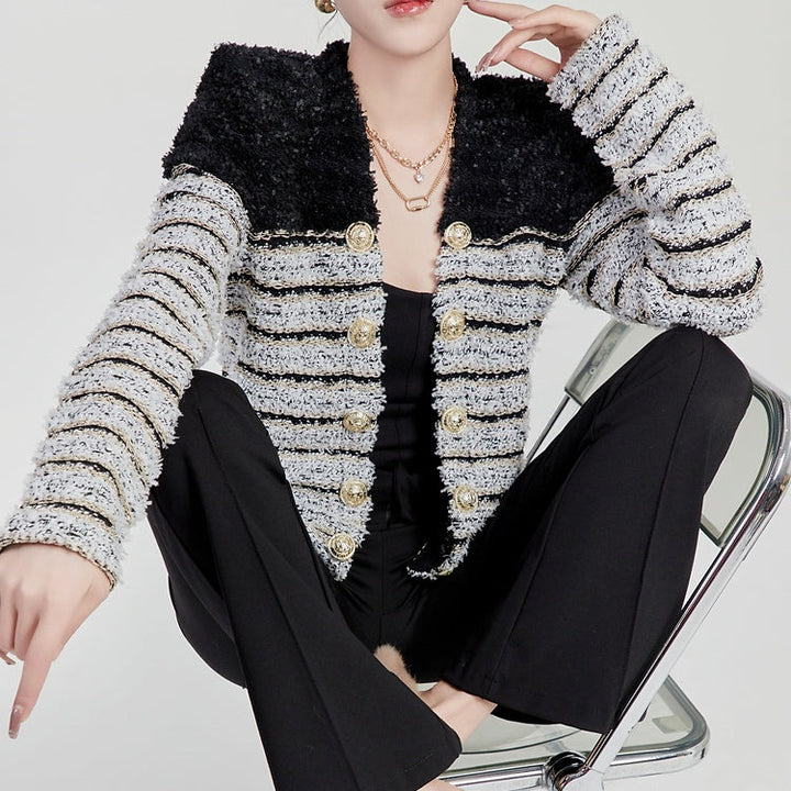 ゴールドバックルボーダーカーディガン