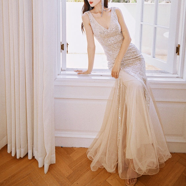 ビジュースパンコールマーメイドドレス