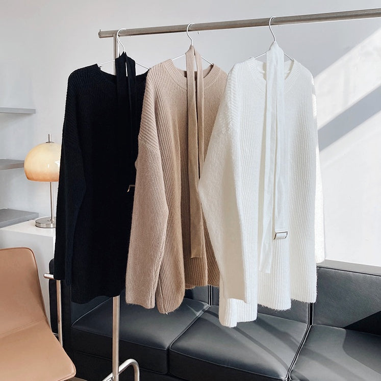 ウエストベルトニットワンピース