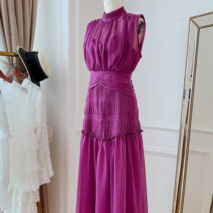 シャーリングシフォンドレス