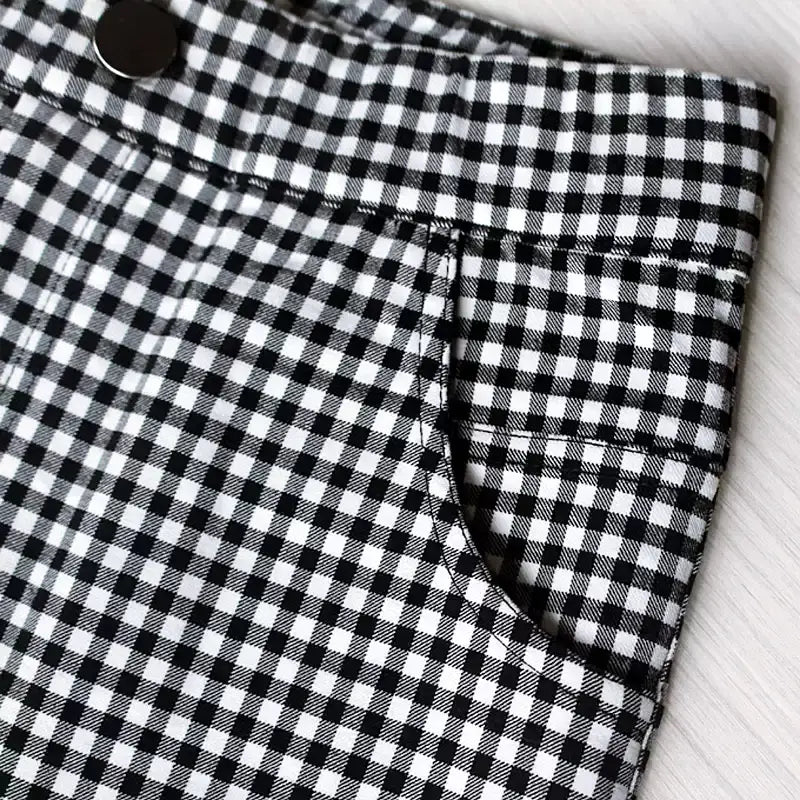 ハイウエストギンガムチェックレギンスパンツ