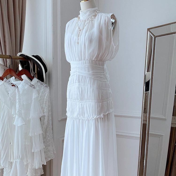 シャーリングシフォンドレス