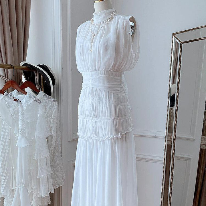 シャーリングシフォンドレス