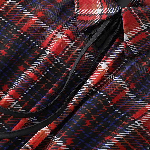 チェック柄シフォンワンピース