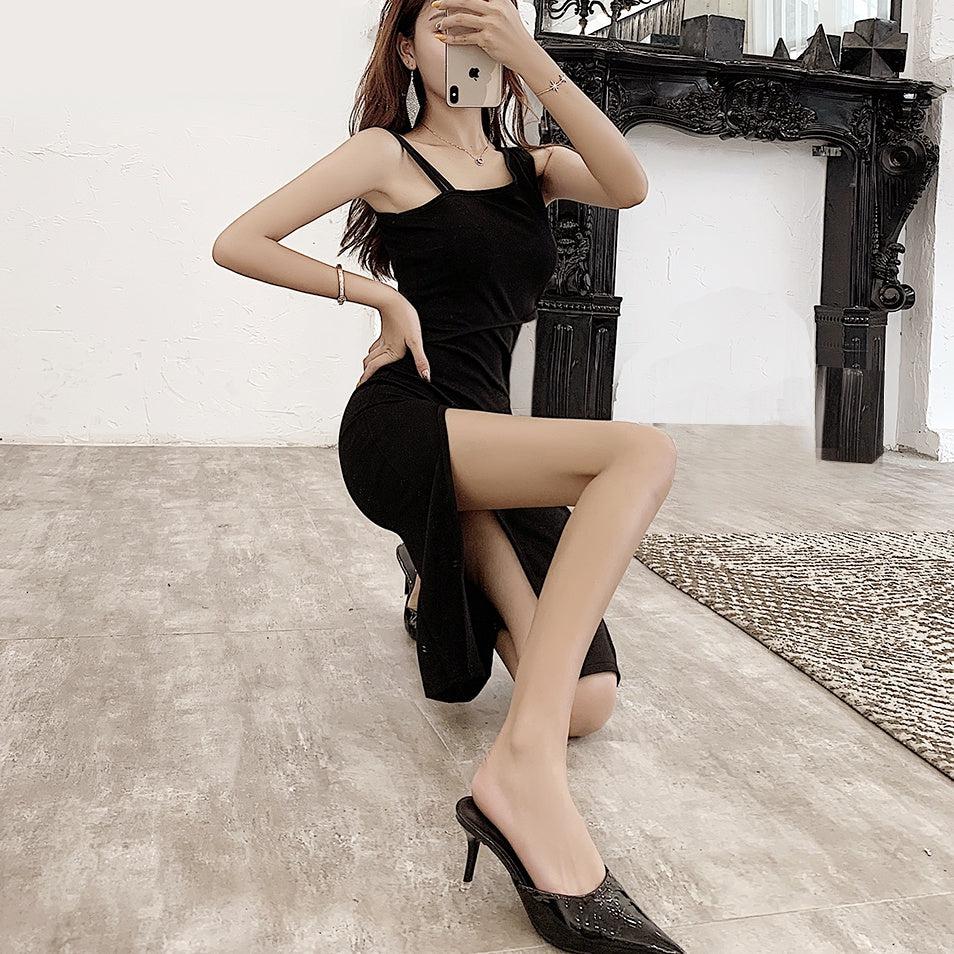 アシンメトリースリットドレス