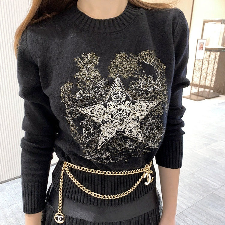 エンブロイダリースターニット