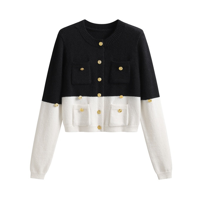 コントラストニットカーディガン