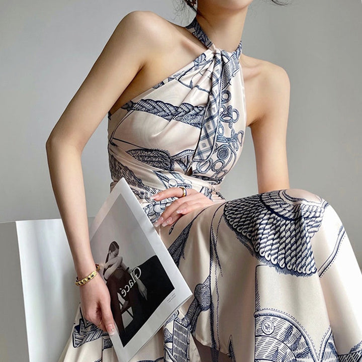 フレンチアートプリントドレス