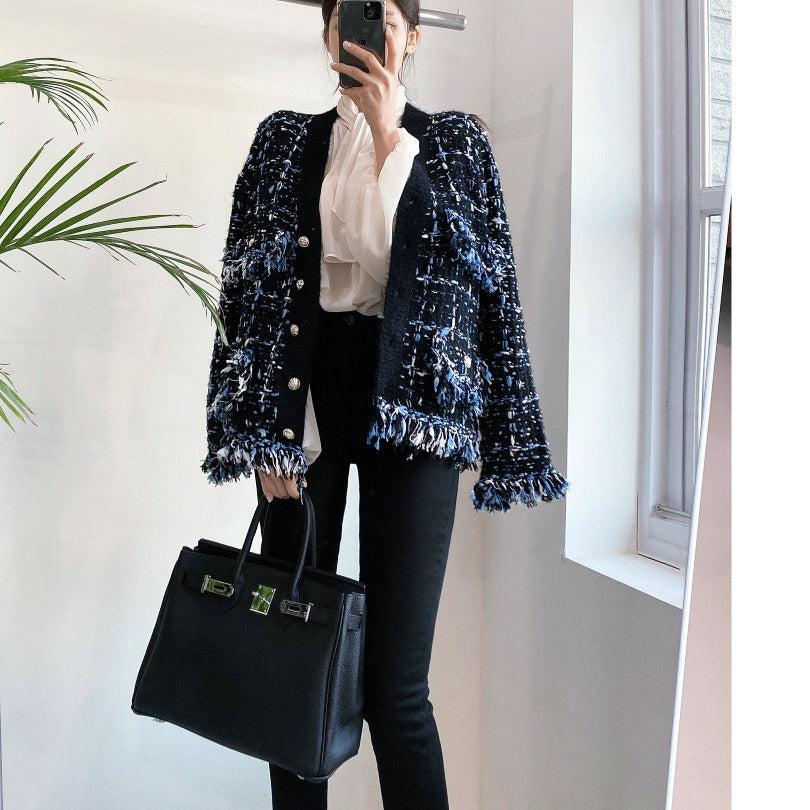 ミックスカラーフリンジニットカーディガン