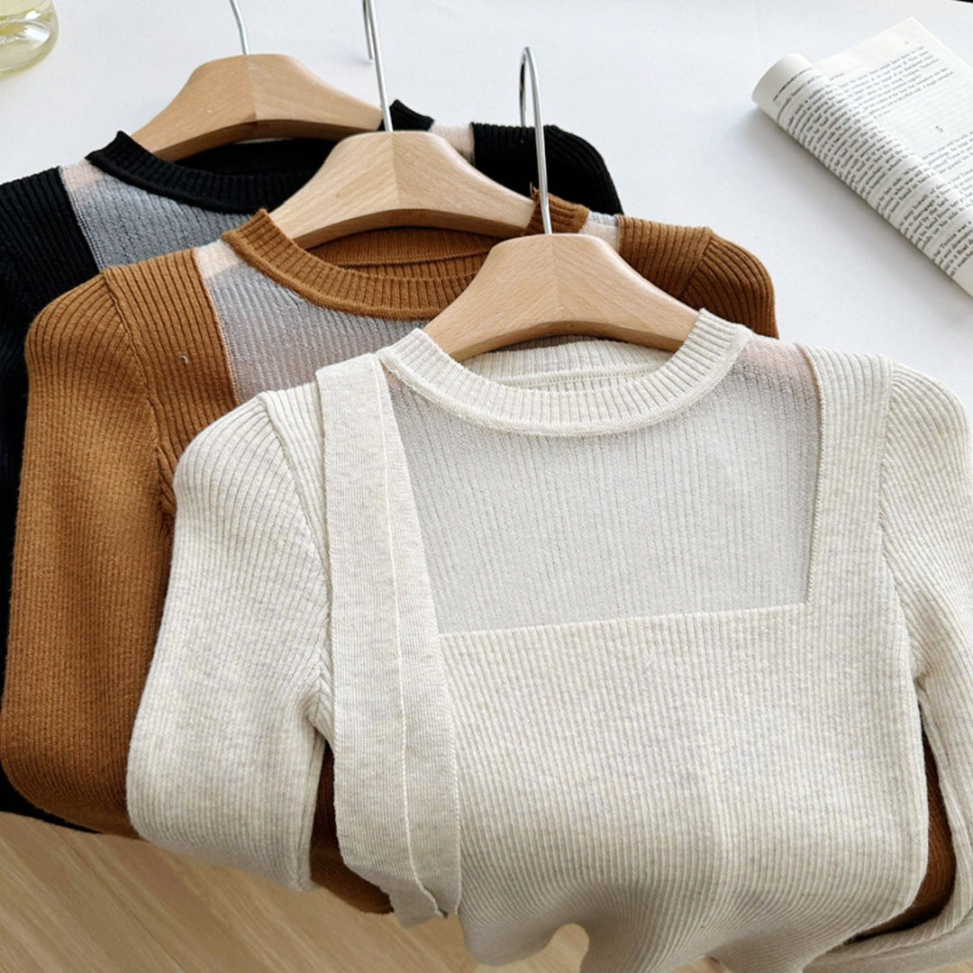 シースルーリボンタイトトップス