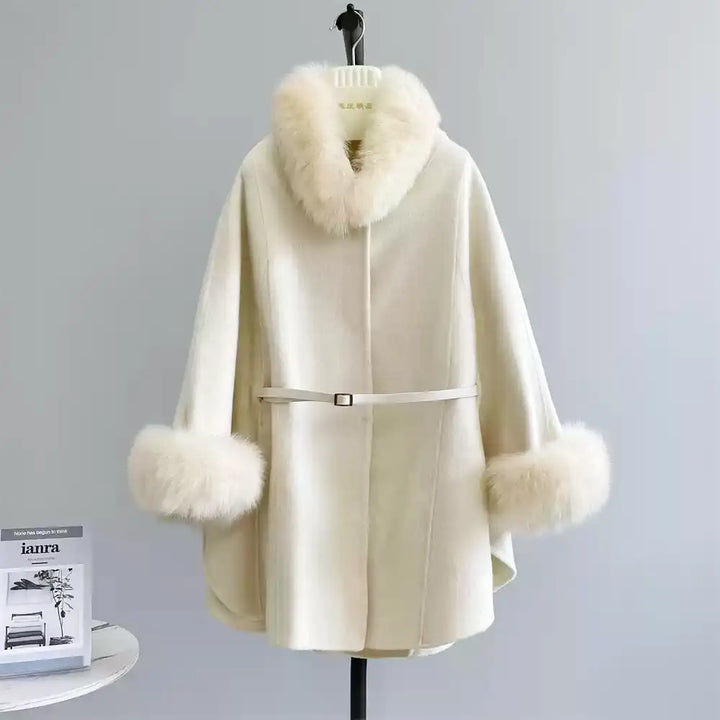 FOXファーウエストベルトマントコート