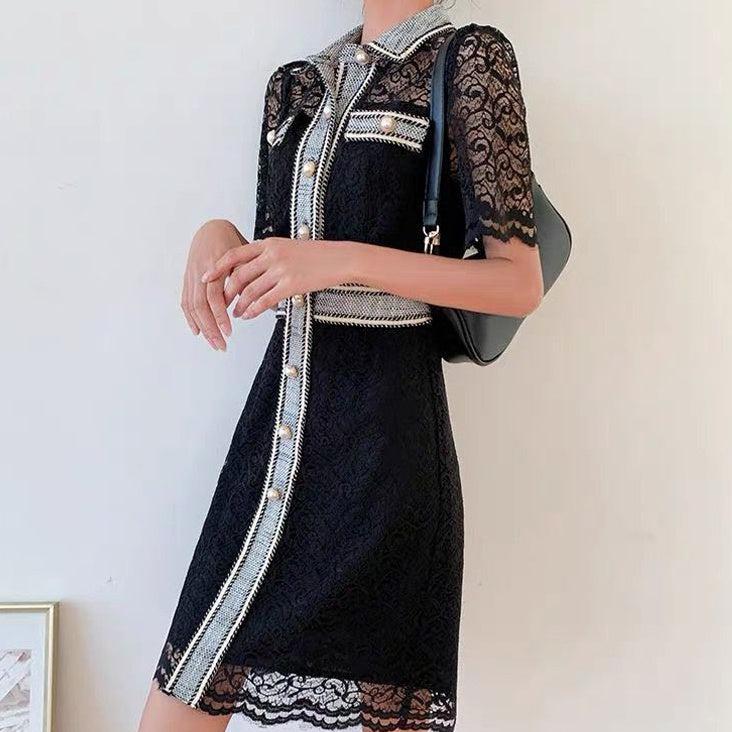 フレンチ襟レースワンピース